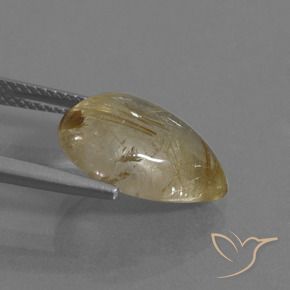Quartz rutile Jaune terreux naturelle En forme de poire, 5.72 ct, Transparent