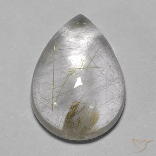 7.43ct Naturel Jaune clair Quartz rutile, En forme de poire, Transparent