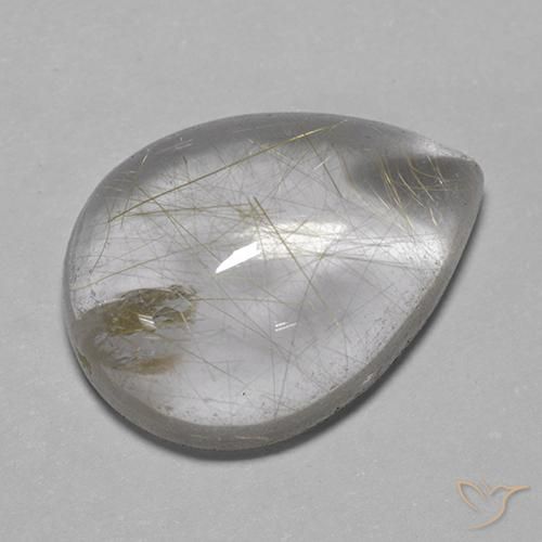 Quartz rutile Jaune clair naturelle En forme de poire, 7.43 ct, Transparent