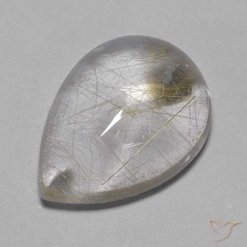 Quartz rutile Jaune clair naturelle En forme de poire, 7.43 ct, Transparent