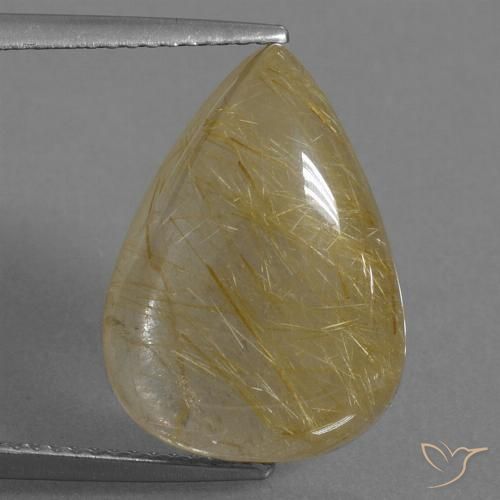 10.92ct Naturel Marron doré très clair Quartz rutile, En forme de poire, Transparent