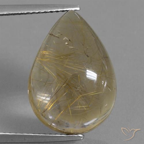 12.87ct Naturel Marron doré très clair Quartz rutile, En forme de poire, Transparent