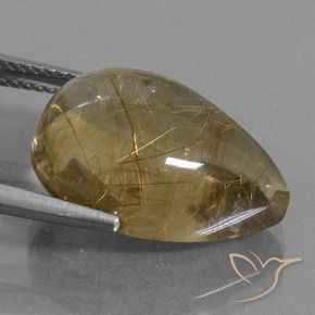 Quartz rutile Marron doré très clair naturelle En forme de poire, 12.87 ct, Transparent