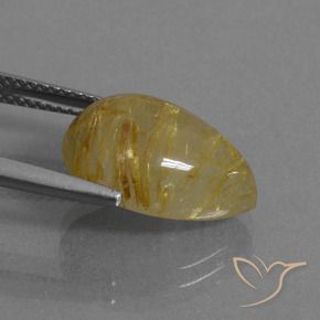 Quartz rutile Jaune Dijon naturelle En forme de poire, 6.94 ct, Translucide