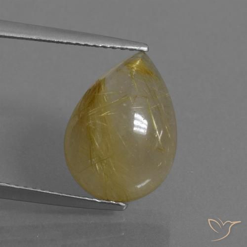 7.25ct Naturel Jaune chaud Quartz rutile, En forme de poire, Translucide, Photo A