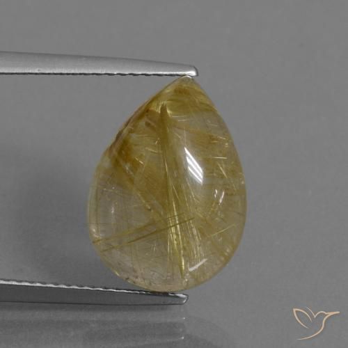 7.54ct Naturel Marron doré très clair Quartz rutile, En forme de poire, Transparent