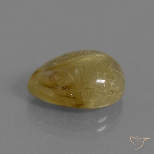Quartz rutile Marron doré très clair naturelle En forme de poire, 7.54 ct, Transparent