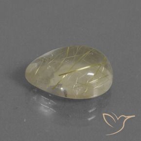 Quartz rutile Jaune clair naturelle En forme de poire, 7.67 ct, Transparent