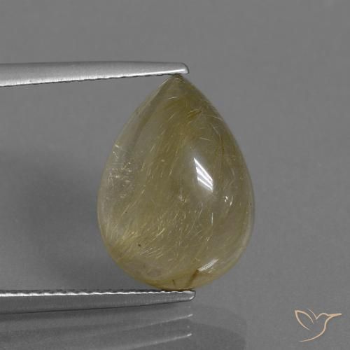 7.41ct Naturel Marron doré très clair Quartz rutile, En forme de poire, Transparent