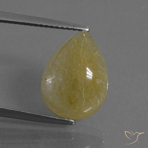 6.72ct Naturel Or moyen Quartz rutile, En forme de poire, Translucide