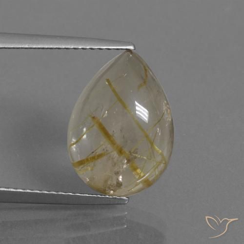 6.86ct Naturel Marron doré très clair Quartz rutile, En forme de poire, Transparent