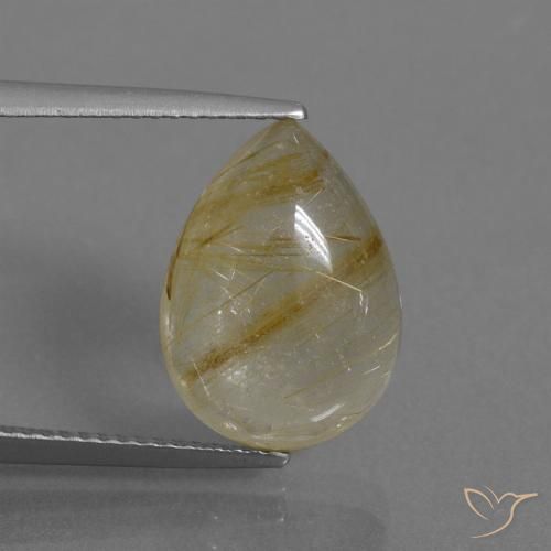 6.12ct Naturel Marron doré très clair Quartz rutile, En forme de poire, Transparent