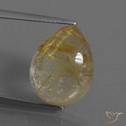 11.11ct Naturel Marron doré très clair Quartz rutile, En forme de poire, Transparent