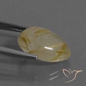 Quartz rutile Jaune Toscane naturelle En forme de poire, 7.97 ct, Transparent