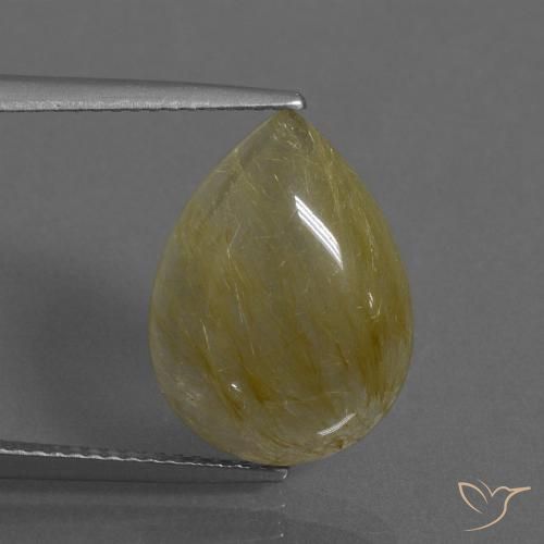 7.62ct Naturel Jaune moyen Quartz rutile, En forme de poire, Transparent