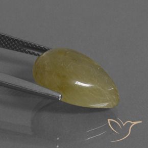 Quartz rutile Jaune moyen naturelle En forme de poire, 7.62 ct, Transparent