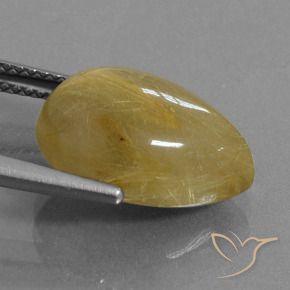 Quartz rutile Jaune terreux naturelle En forme de poire, 7.37 ct, Translucide