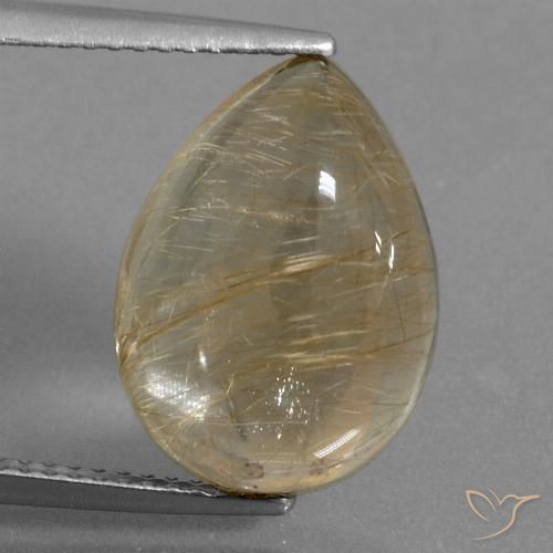 7.59ct Naturel Marron doré très clair Quartz rutile, En forme de poire, Transparent