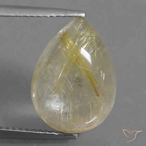 7.30ct Naturel Jaune pâle Quartz rutile, En forme de poire, Transparent, Photo A