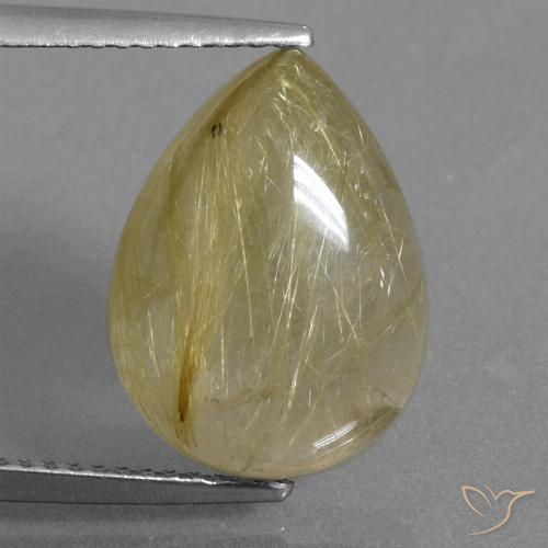 7.30ct Naturel Jaune moyen Quartz rutile, En forme de poire, Transparent