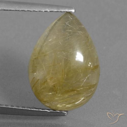 6.34ct Naturel Jaune pâle Quartz rutile, En forme de poire, Translucide