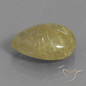 Quartz rutile Jaune pâle naturelle En forme de poire, 6.34 ct, Translucide