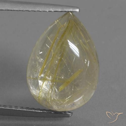 8.32ct Naturel Jaune Dijon très clair Quartz rutile, En forme de poire, Transparent