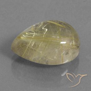 Quartz rutile Jaune Dijon très clair naturelle En forme de poire, 8.32 ct, Transparent