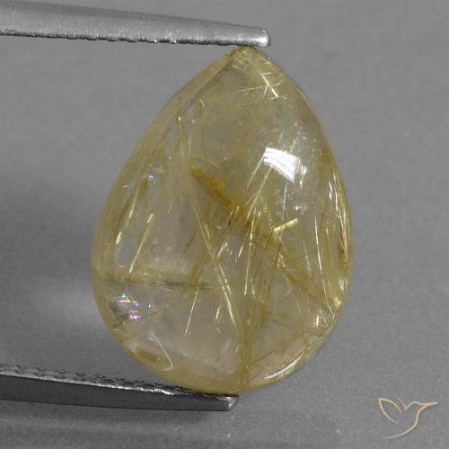 6.71ct Naturel Jaune Toscane Quartz rutile, En forme de poire, Transparent
