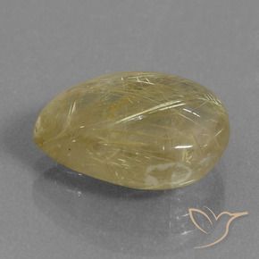 Quartz rutile Jaune Toscane naturelle En forme de poire, 6.71 ct, Transparent