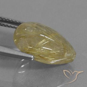 Quartz rutile Jaune Toscane naturelle En forme de poire, 6.71 ct, Transparent