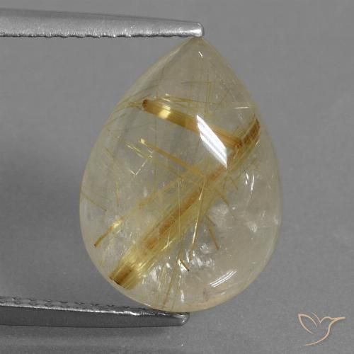 7.32ct Naturel Jaune chaud Quartz rutile, En forme de poire, Transparent