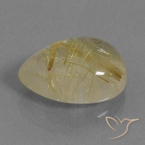 Quartz rutile Jaune chaud naturelle En forme de poire, 7.32 ct, Transparent