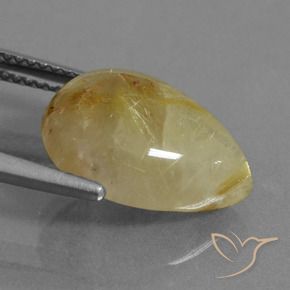 Quartz rutile Jaune clair naturelle En forme de poire, 6.71 ct, Translucide