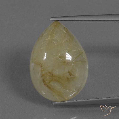9.75ct Naturel Jaune Toscane Quartz rutile, En forme de poire, Translucide