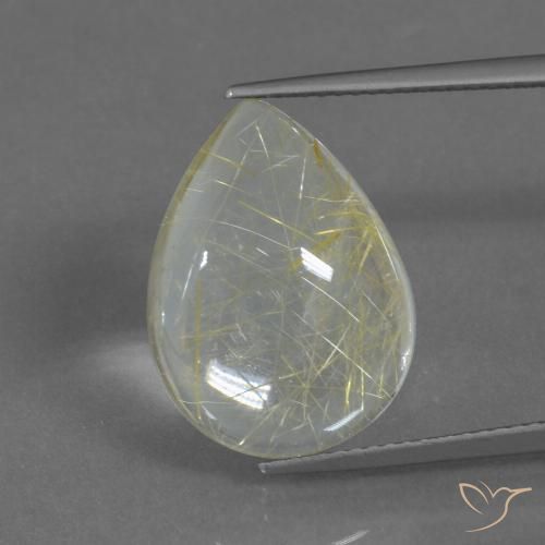 10.33ct Naturel Jaune banane Quartz rutile, En forme de poire, Transparent