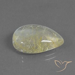 Quartz rutile Jaune banane naturelle En forme de poire, 10.33 ct, Transparent