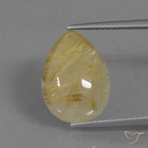 8.23ct Naturel Jaune Toscane Quartz rutile, En forme de poire, Translucide