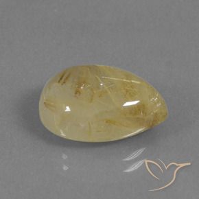 Quartz rutile Jaune Toscane naturelle En forme de poire, 8.23 ct, Translucide