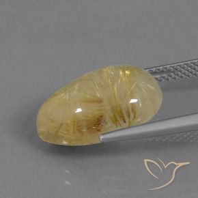 Quartz rutile Jaune Toscane naturelle En forme de poire, 8.23 ct, Translucide