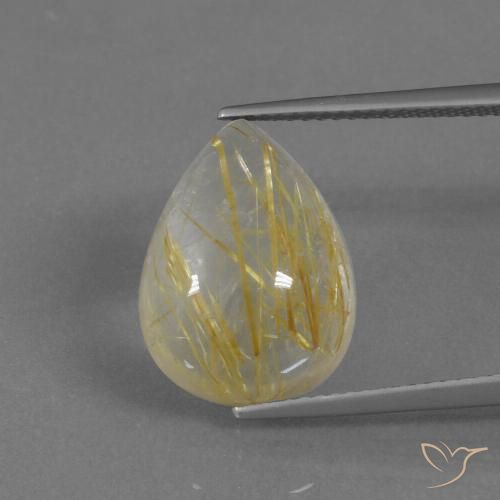 9.34ct Naturel Jaune terreux Quartz rutile, En forme de poire, Transparent