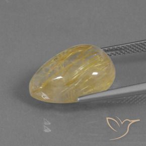 Quartz rutile Jaune terreux naturelle En forme de poire, 9.34 ct, Transparent