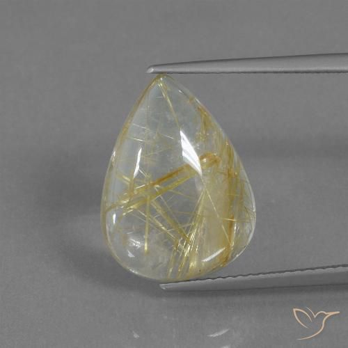 7.83ct Naturel Jaune Toscane Quartz rutile, En forme de poire, Transparent