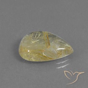 Quartz rutile Jaune Toscane naturelle En forme de poire, 7.83 ct, Transparent