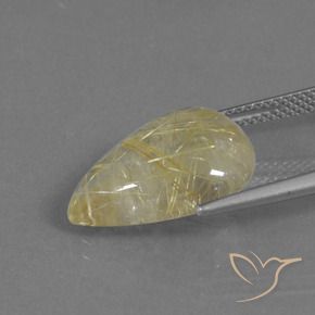 Quartz rutile Jaune Toscane naturelle En forme de poire, 7.83 ct, Transparent
