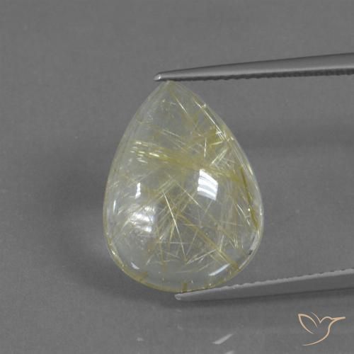 8.27ct Naturel Jaune banane Quartz rutile, En forme de poire, Transparent