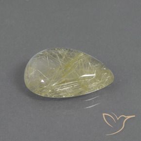 Quartz rutile Jaune banane naturelle En forme de poire, 8.27 ct, Transparent
