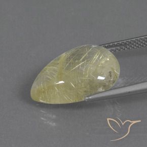 Quartz rutile Jaune banane naturelle En forme de poire, 8.27 ct, Transparent