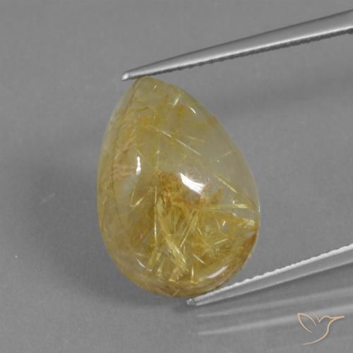 12.62ct Naturel Jaune chaud Quartz rutile, En forme de poire, Translucide