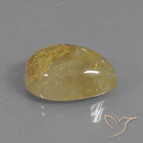 Quartz rutile Jaune chaud naturelle En forme de poire, 12.62 ct, Translucide